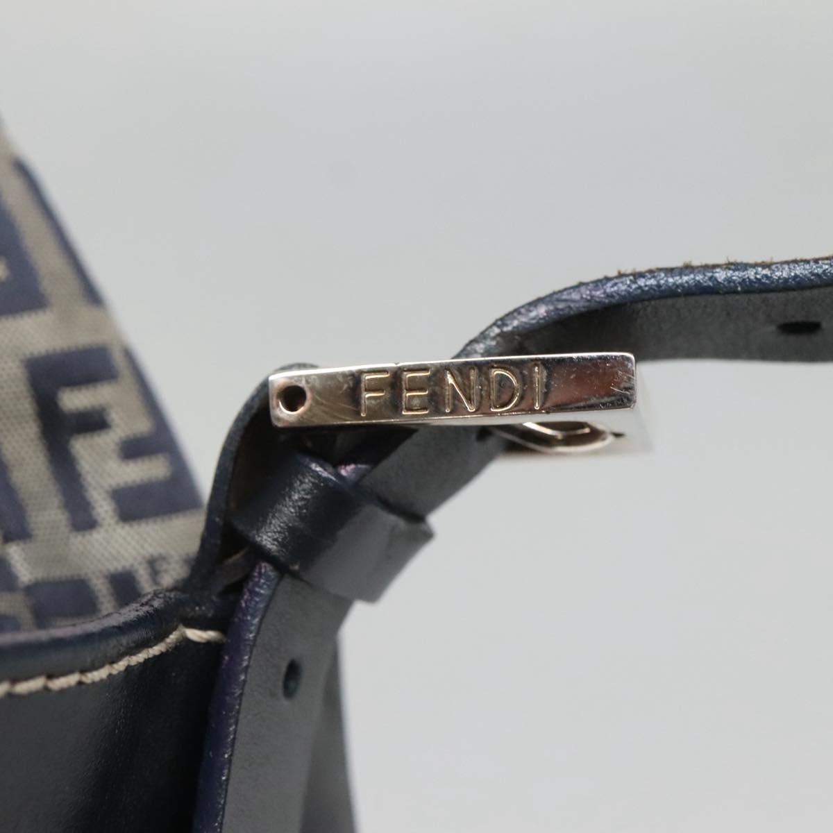 Fendi FF Logo Mon Tresor Bucket Bag Printed Shearling with Leather, NAVY, CANVAS, Shoulder bag