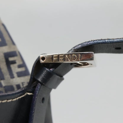 Fendi FF Logo Mon Tresor Bucket Bag Printed Shearling with Leather, NAVY, CANVAS, Shoulder bag