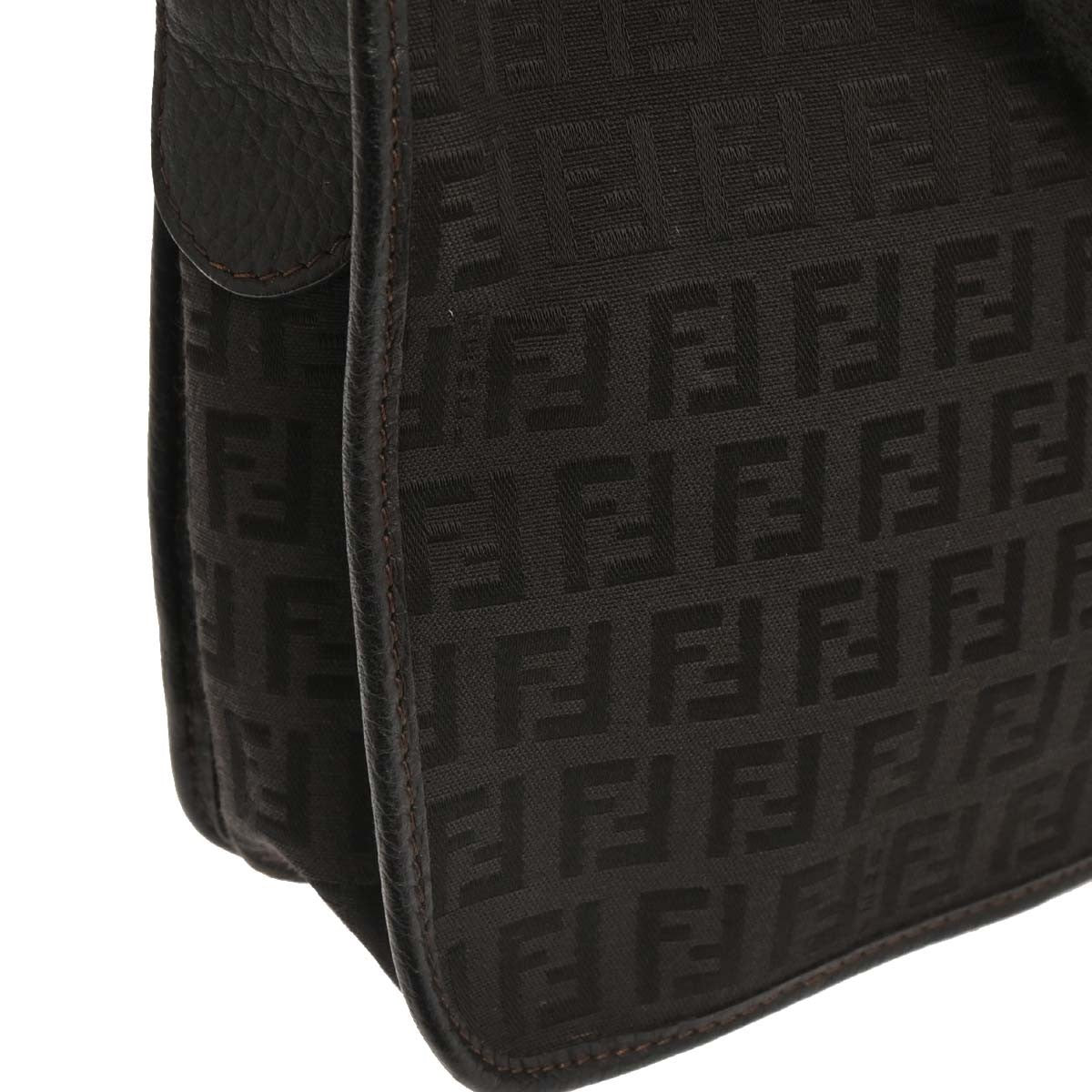 Fendi Vintage F Charm Messenger Bag Zucchino Canvas, BLACK, CANVAS, Shoulder bag