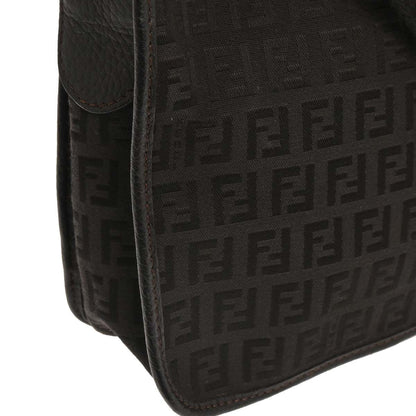 Fendi Vintage F Charm Messenger Bag Zucchino Canvas, BLACK, CANVAS, Shoulder bag