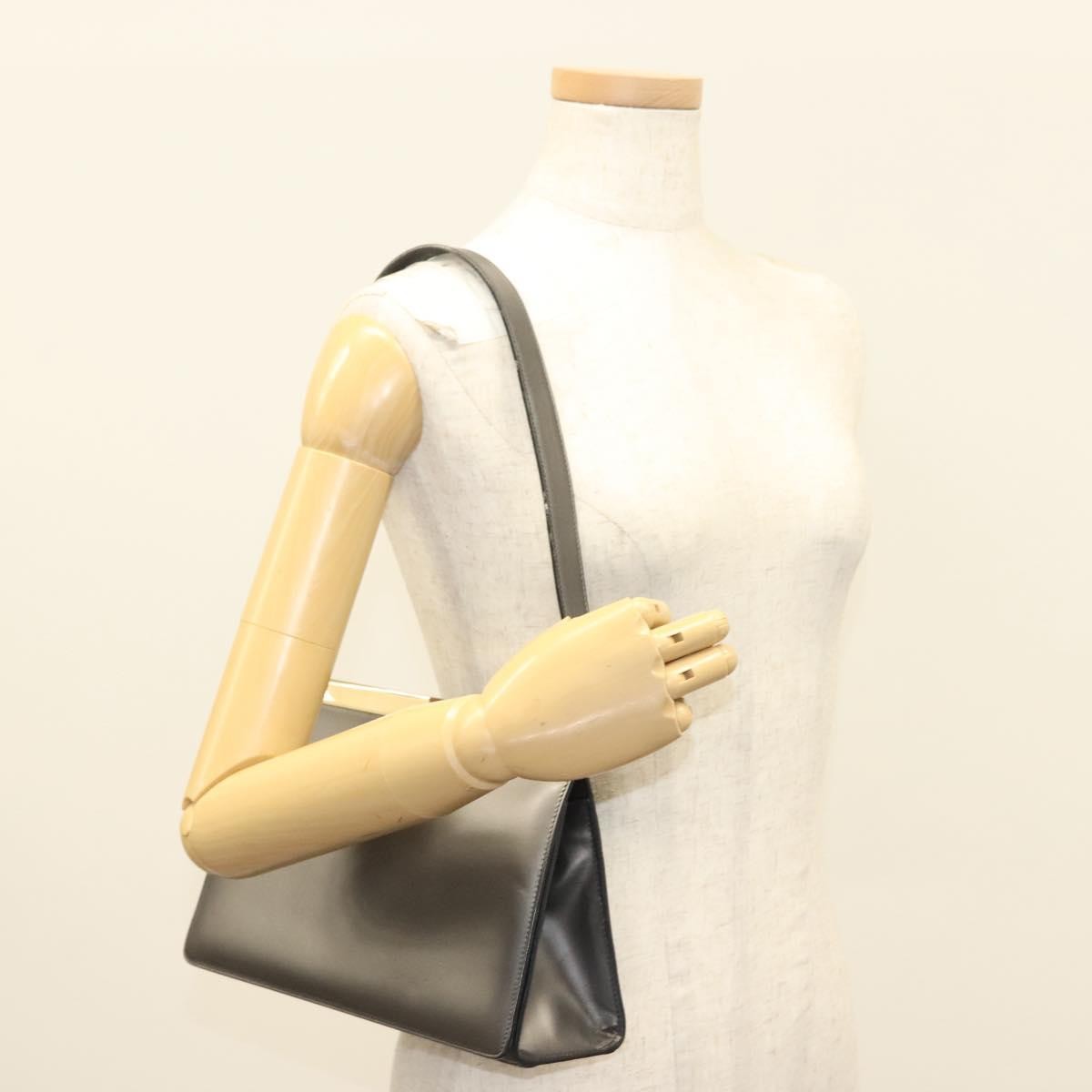 Gucci Vintage Shoulder Bag Leather, GRAY, LEATHER, Shoulder bag