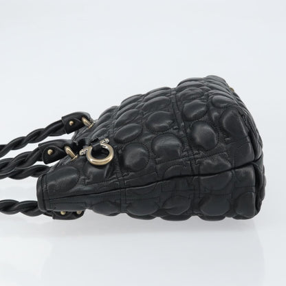 Salvatore Ferragamo Gancini handbag Leather, BLACK, LEATHER, Handbag