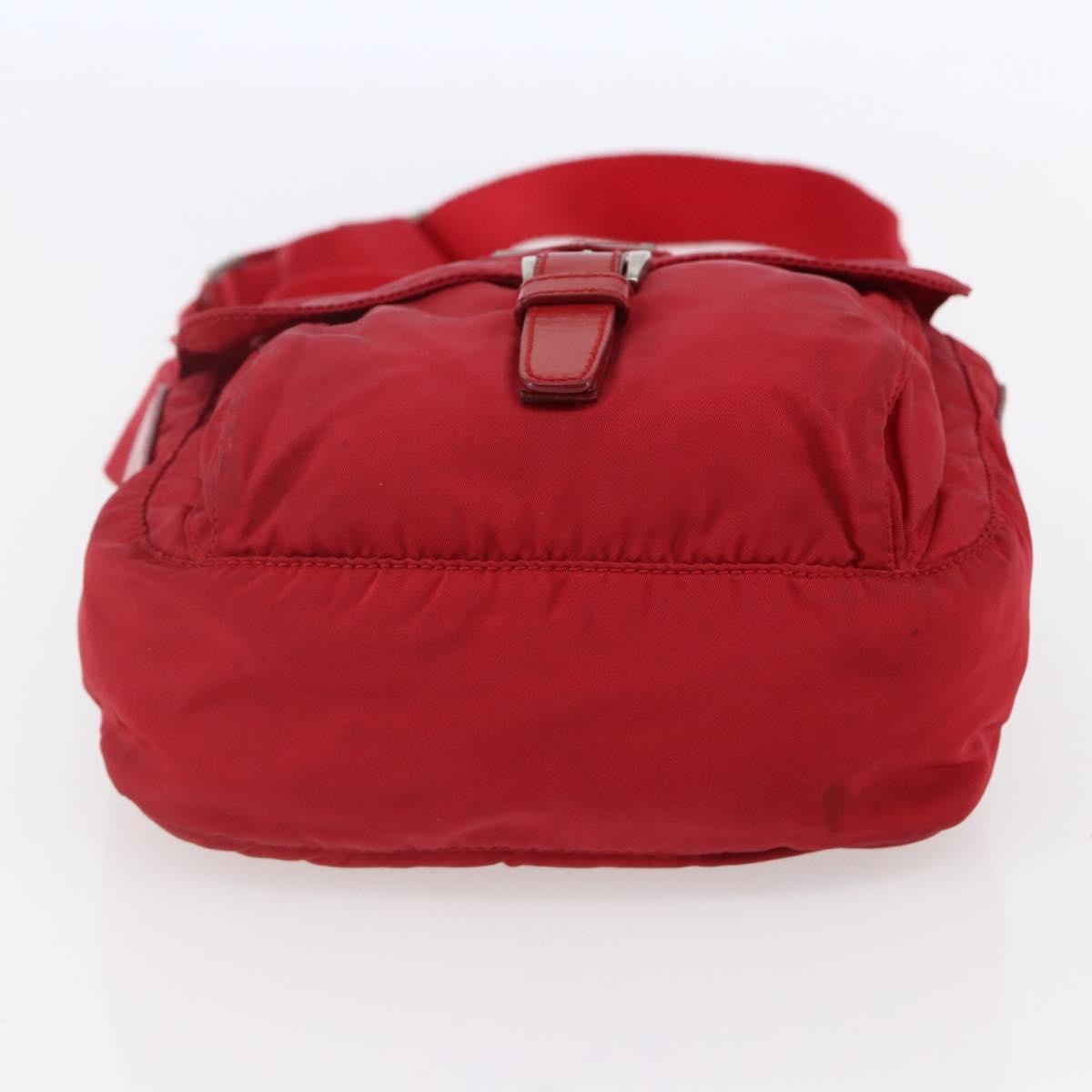 Prada Buckle Messenger Bag Tessuto, RED, NYLON, Shoulder bag