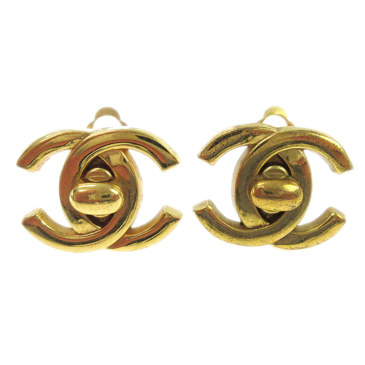 Chanel CC Turnlock Clip-On Earrings Metal, GOLD, GOLD, Earrings