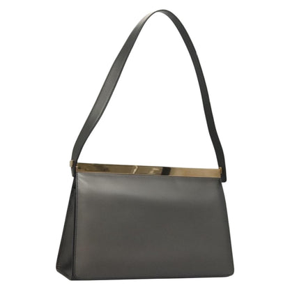 Gucci Vintage Shoulder Bag Leather, GRAY, LEATHER, Shoulder bag