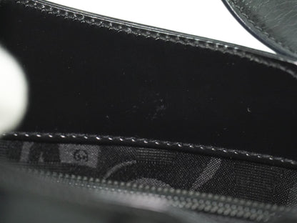 Salvatore Ferragamo Gancini Shoulder Bag Leather, BLACK, PATENT_LEATHER, Shoulder bag