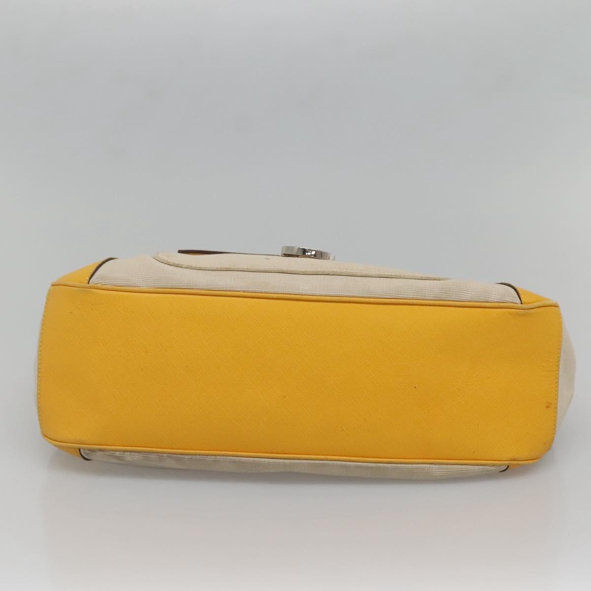 Salvatore Ferragamo Gancini handbag Canvas and Leather, YELLOW, CANVAS, Handbag