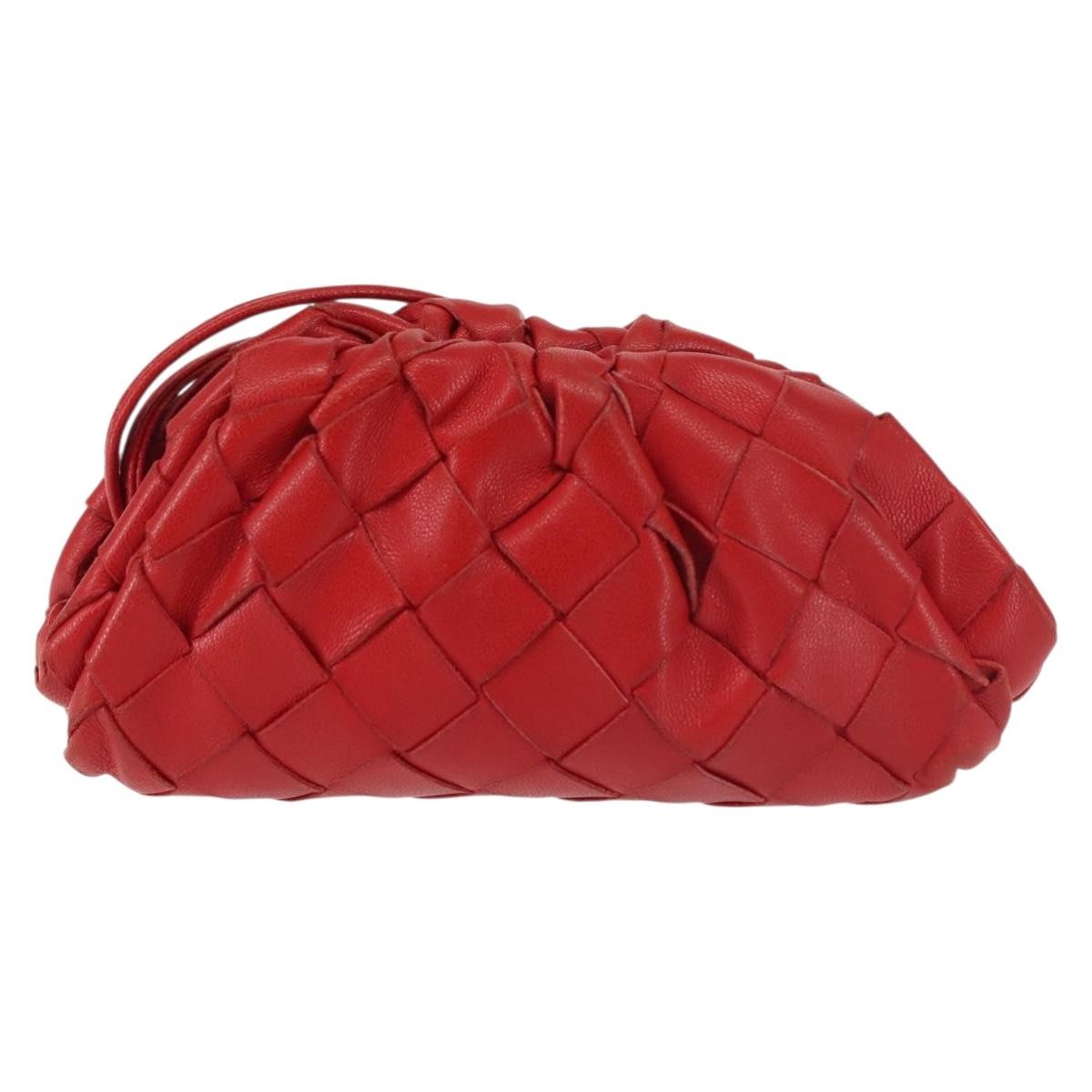 Bottega Veneta The Pouch Coin Purse Intrecciato Nappa, RED, LEATHER, Clutche & pouche