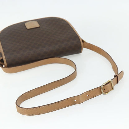 Celine Vintage Macadam Shoulder Bag Canvas and Leather, Brown, Canvas, Shoulder Bag