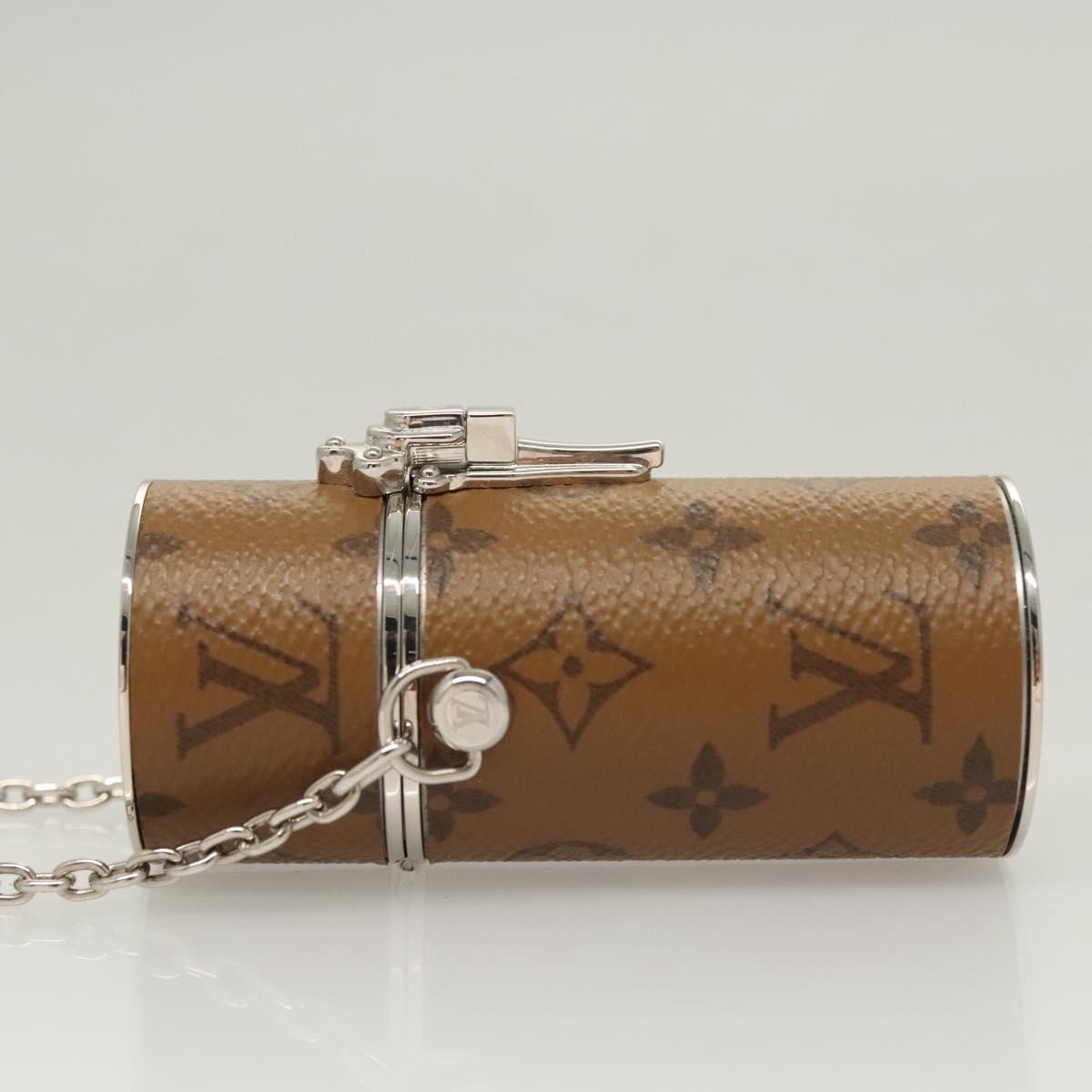 Louis Vuitton Lipstick Case on Chain Monogram Canvas, BROWN, CANVAS, Clutche & pouche