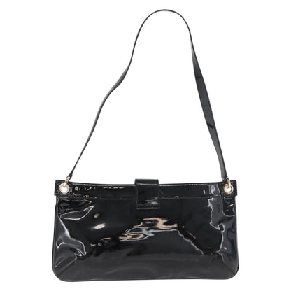 Salvatore Ferragamo Gancini Shoulder Bag Patent Leather, Black, Patent Leather, Shoulder Bag