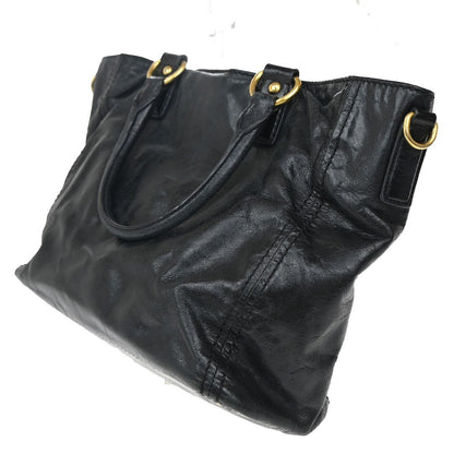 Prada Front Pocket Convertible Tote Leather, BLACK, LEATHER, Tote bag