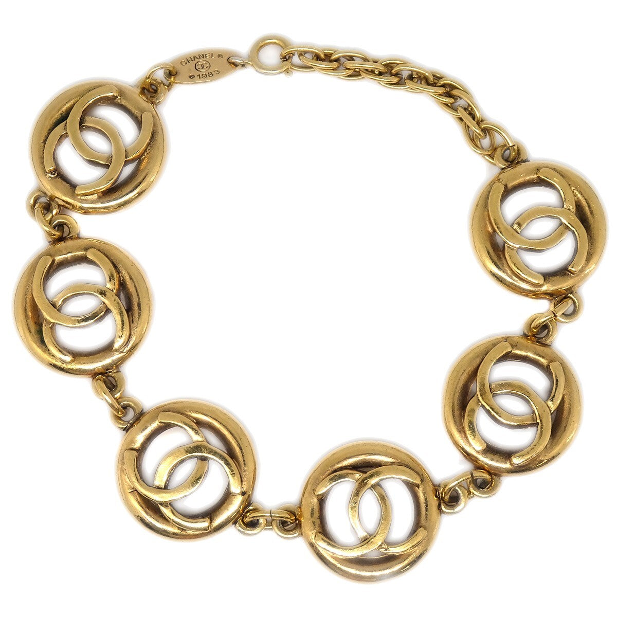 Chanel CC Cutout Round Bracelet Metal, GOLD, GOLD_PLATED, Bracelet