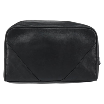 Chanel Vintage Toiletry Pouch Lambskin, BLACK, LEATHER, Clutche & pouche