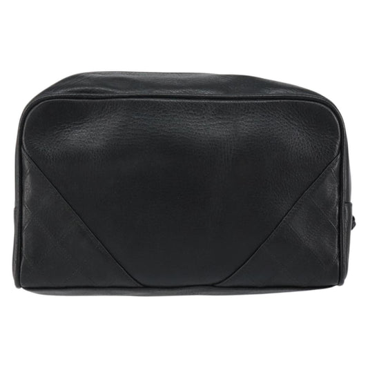 Chanel Vintage Toiletry Pouch Lambskin, BLACK, LEATHER, Clutche & pouche