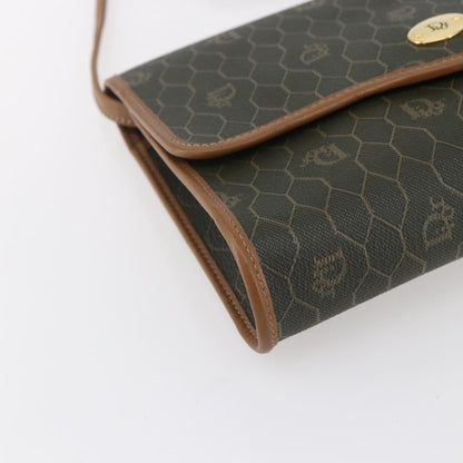 Christian Dior Vintage Honeycomb Flap Crossbody Bag Coated Canvas, KHAKI, CANVAS, Shoulder bag