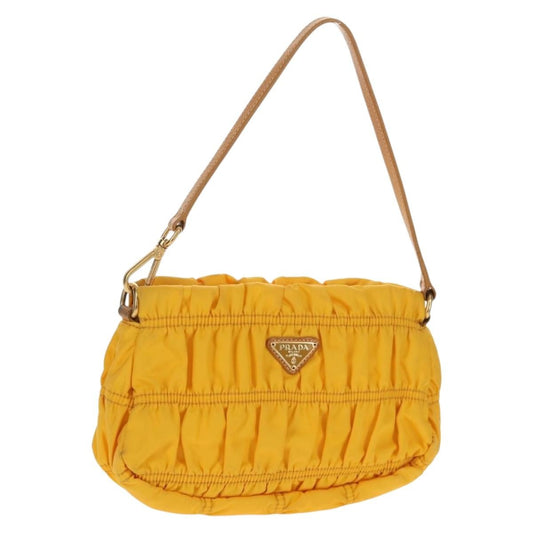 Prada Pochette Tessuto Gaufre, YELLOW, NYLON, Clutche & pouche