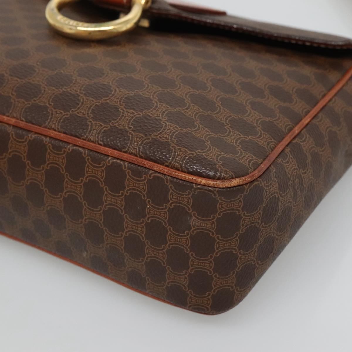 Celine Vintage Macadam Shoulder Bag Canvas and Leather, BROWN, CANVAS, Shoulder bag