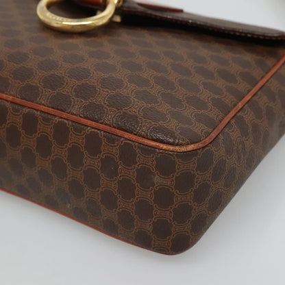 Celine Vintage Macadam Shoulder Bag Canvas and Leather, BROWN, CANVAS, Shoulder bag