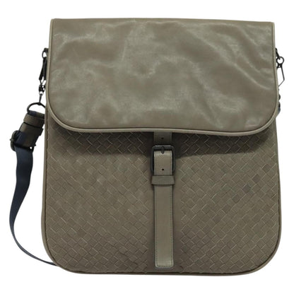 Bottega Veneta Vintage Flap Shoulder Bag Intrecciato leather, GRAY, LEATHER, Shoulder bag