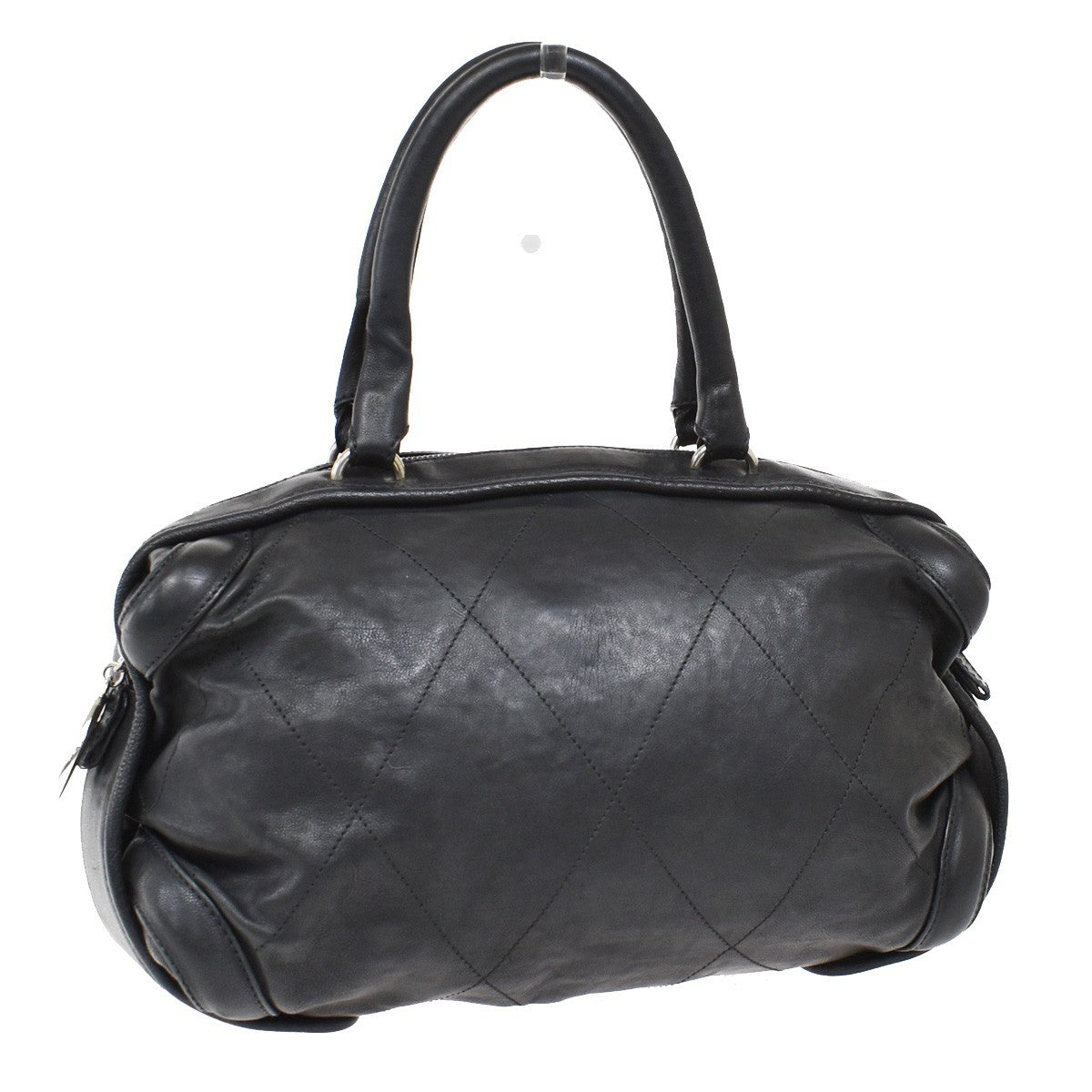 Chanel Coco Bowling Bag Quilted Leather, BLACK, LEATHER, Handbag