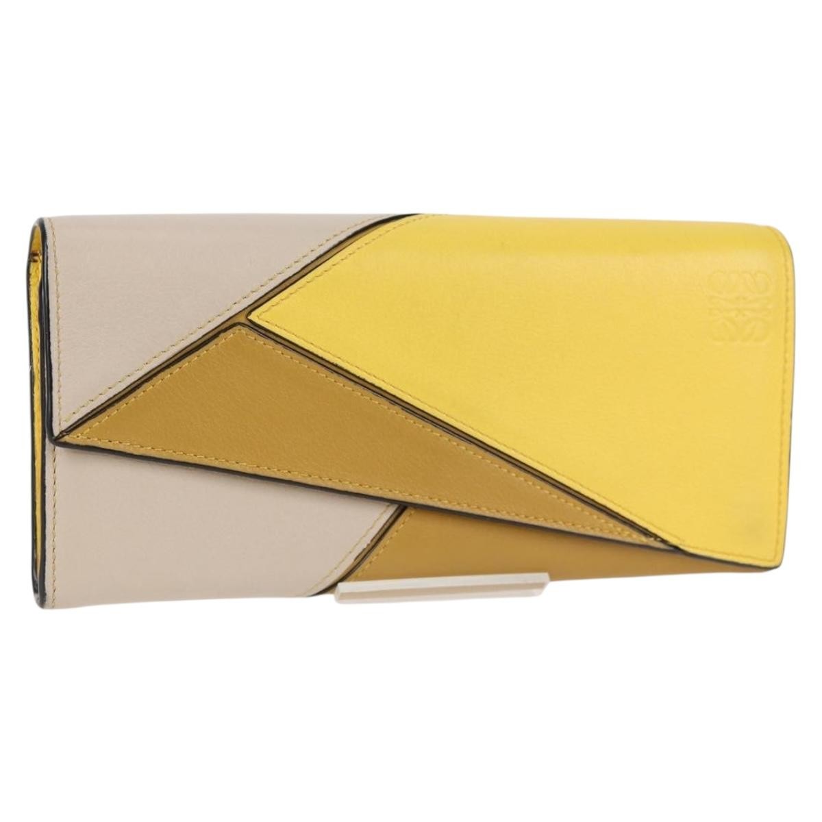 Loewe Puzzle Zip Wallet Leather, YELLOW, LEATHER, Wallets