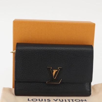 Louis Vuitton Capucines Compact wallet Leather, BLACK, LEATHER, Wallets