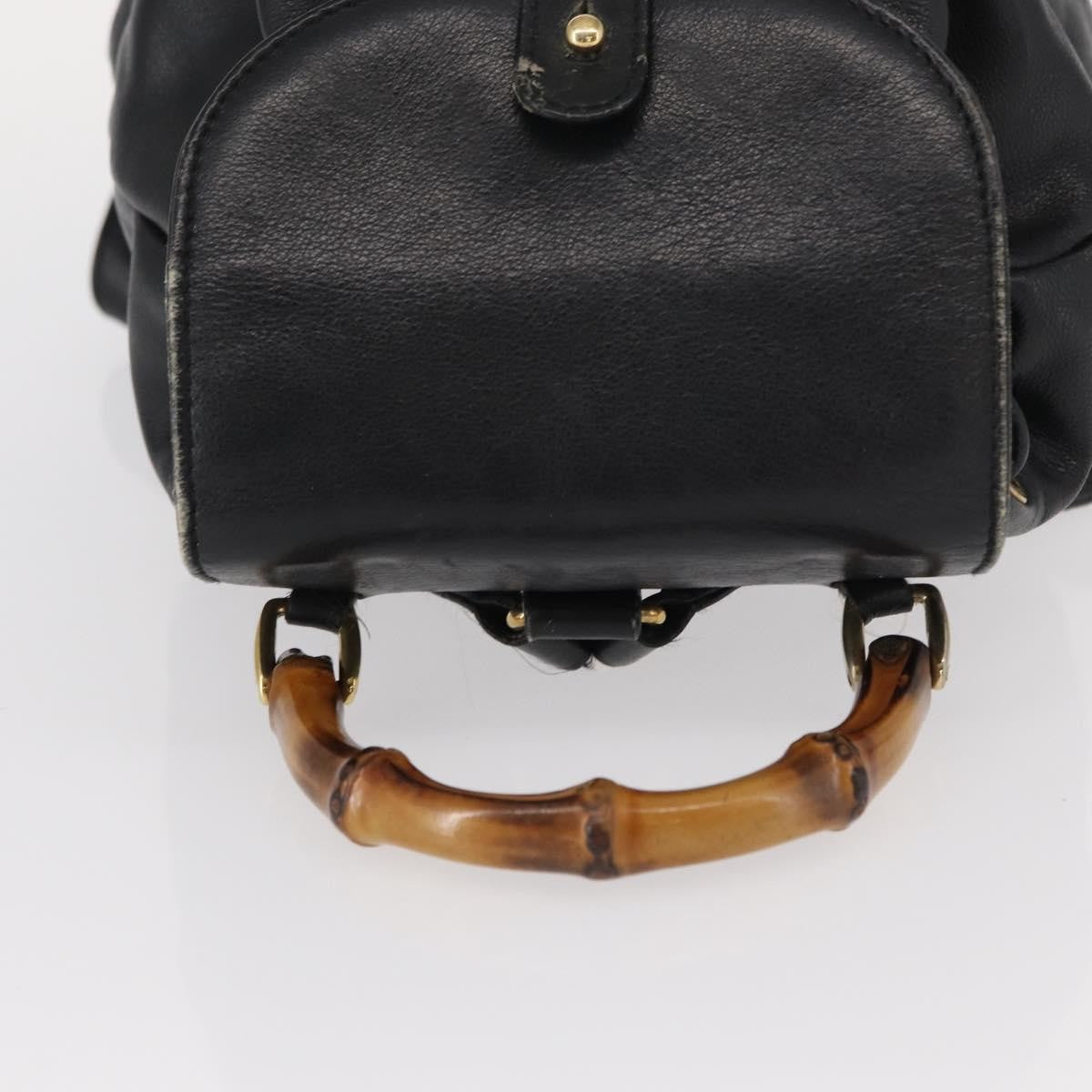 Gucci Vintage Bamboo Backpack Leather, BLACK, LEATHER, Backpack