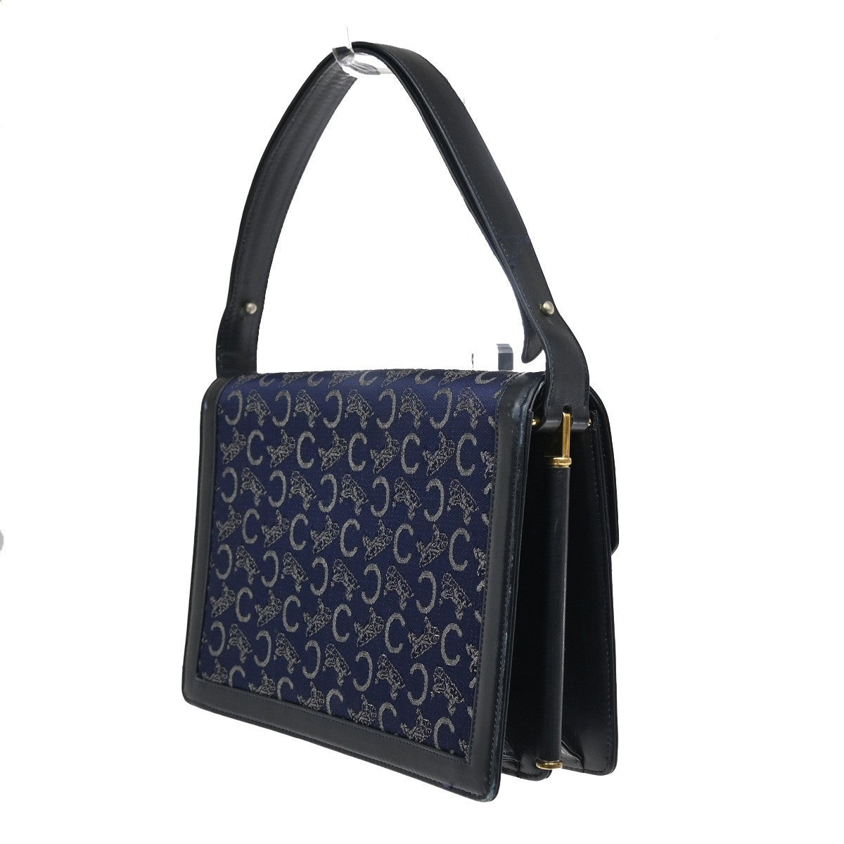 Celine Horse Carriage Shoulder bag Canvas and Leather, Navy, Canvas, Shoulder Bag