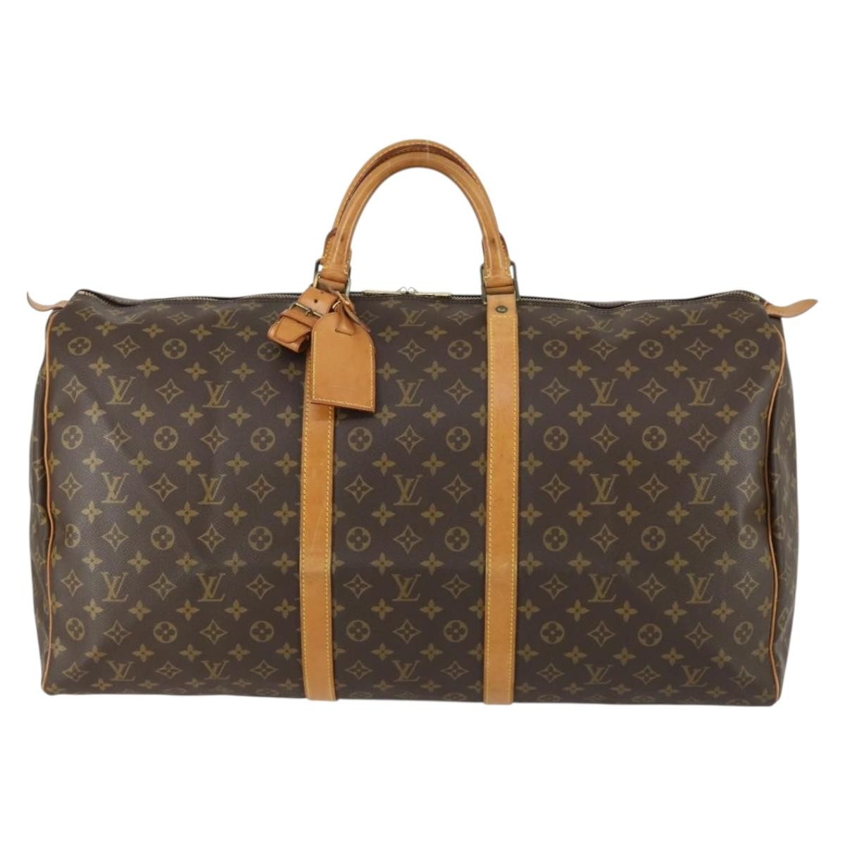 Louis Vuitton Keepall Bag Monogram Canvas, BROWN, CANVAS, Travel bag