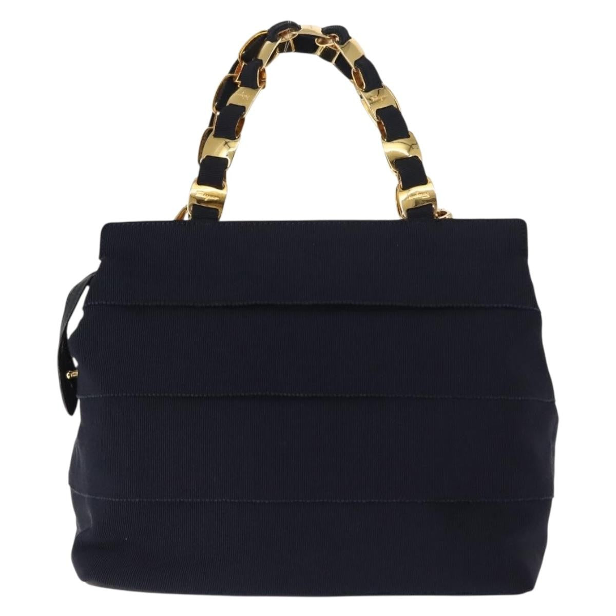 Salvatore Ferragamo Vala Handbag Canvas, NAVY, CANVAS, Handbag
