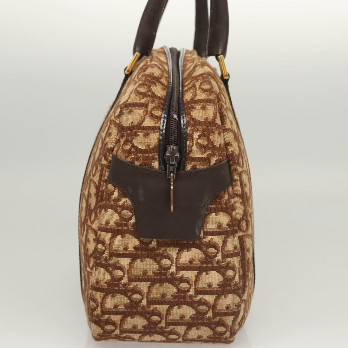 Christian Dior Vintage CD Trotter Handbag Canvas, BROWN, CANVAS, Handbag