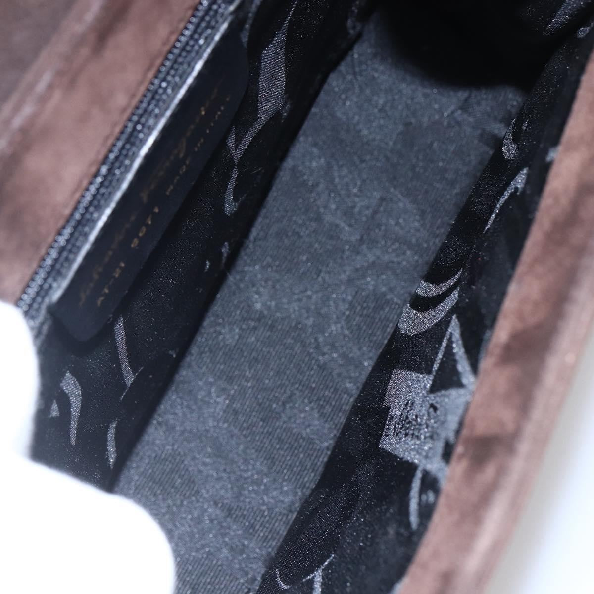 Salvatore Ferragamo Gancini handbag Suede, BROWN, SUEDE, Handbag