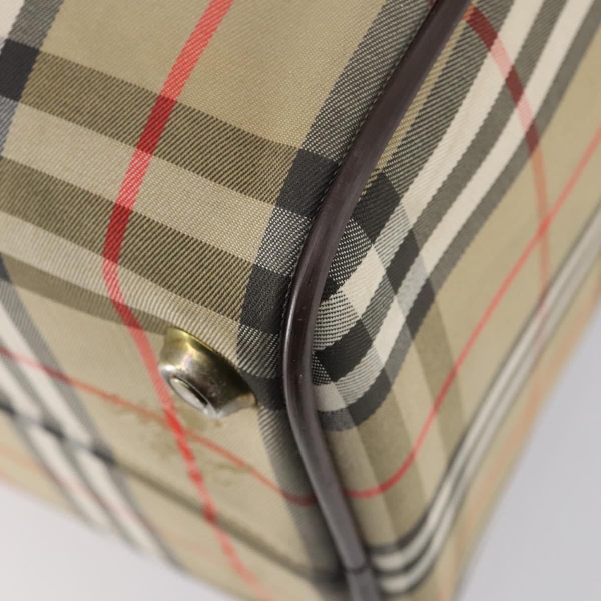 Burberry Vintage Duffle Bag Haymarket Canvas, BEIGE, CANVAS, Travel bag