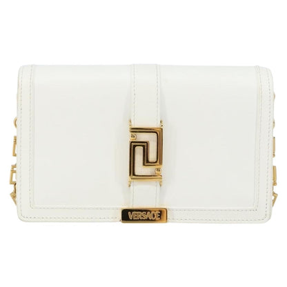 Versace Greca Goddess Wallet on Chain Leather, WHITE, LEATHER, Wallets