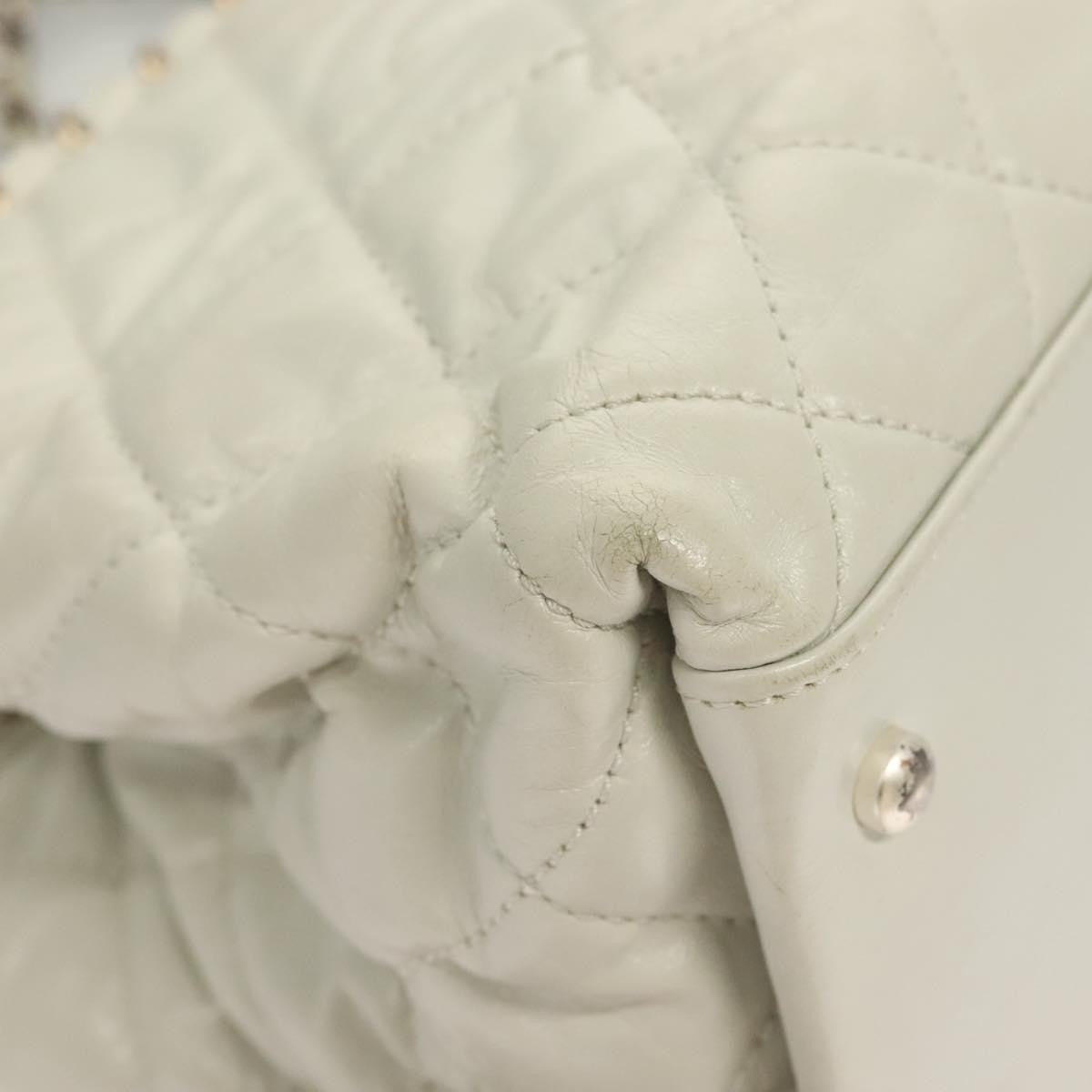 Chanel Chain Me Tote Quilted Calfskin, WHITE, LEATHER, Tote bag