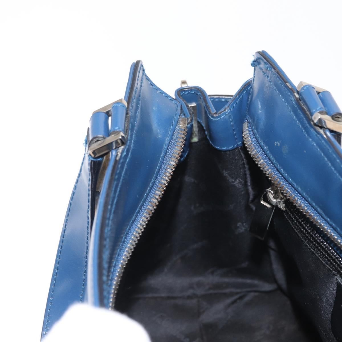 Salvatore Ferragamo Double Gancini Side Buckle Tote Leather, BLUE, LEATHER, Handbag