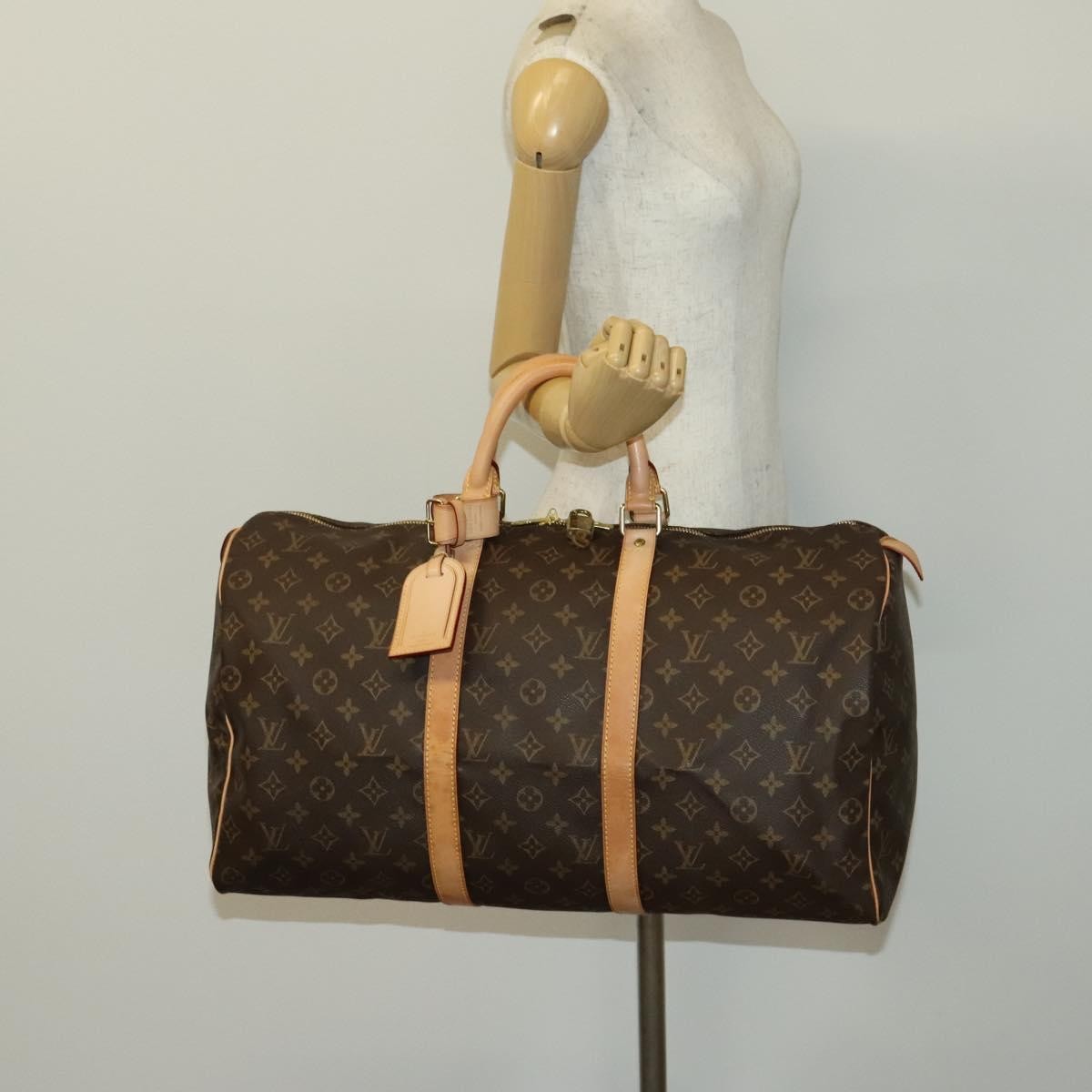 Louis Vuitton Keepall Bag Monogram Canvas, BROWN, CANVAS, Travel bag