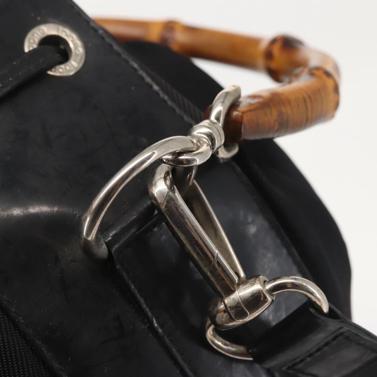 Gucci Vintage Bamboo Bucket Bag Nylon and Leather, BLACK, NYLON, Bag
