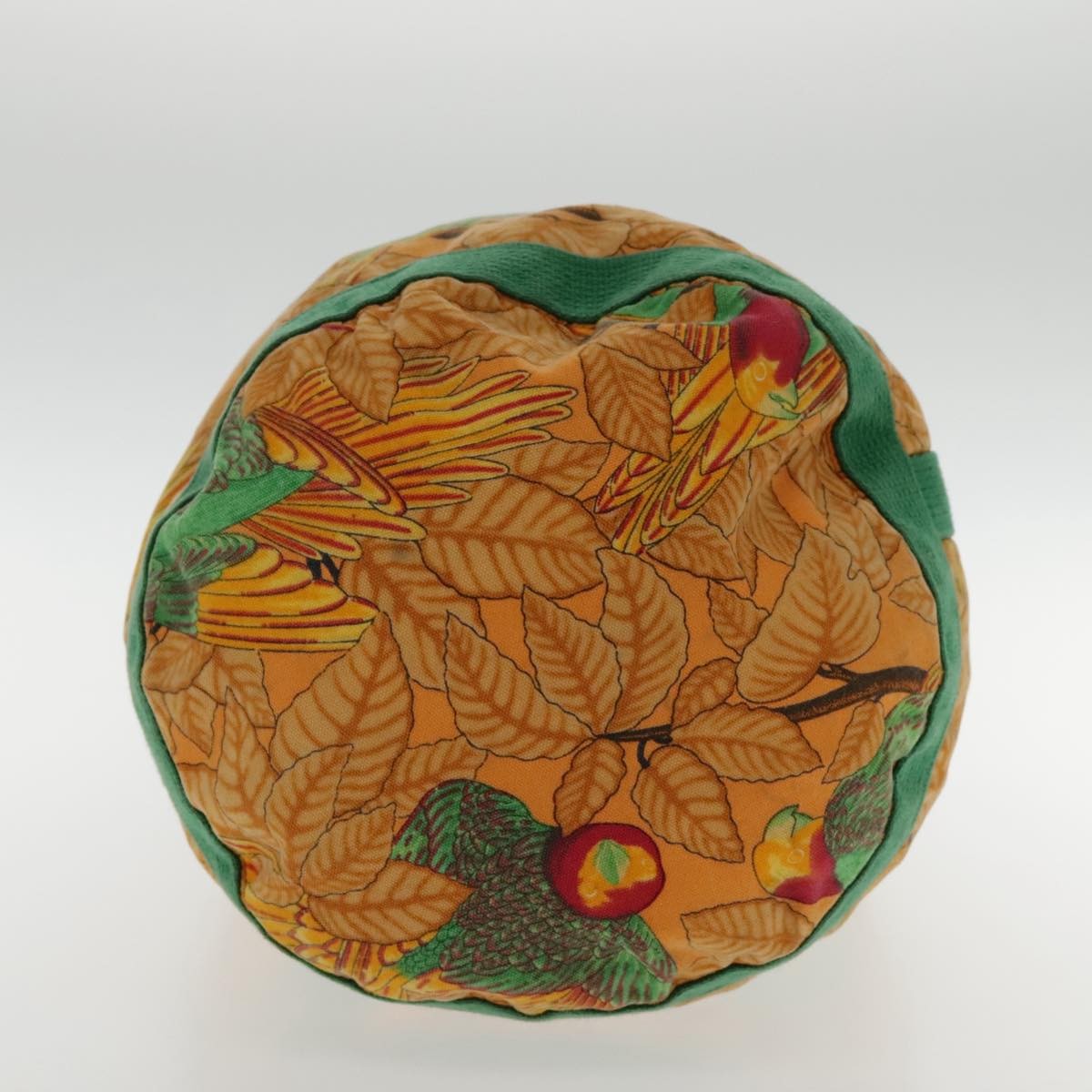 Hermes Vintage Drawstring Bucket Shoulder Bag Printed Canvas, ORANGE, CANVAS, Shoulder bag