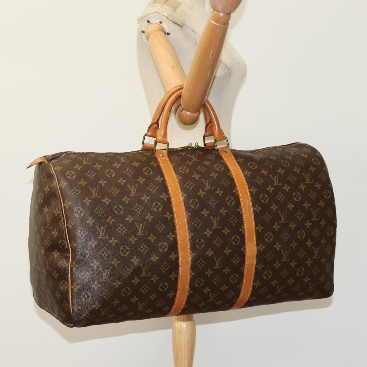 Louis Vuitton Keepall Bag Monogram Canvas, BROWN, CANVAS, Travel bag