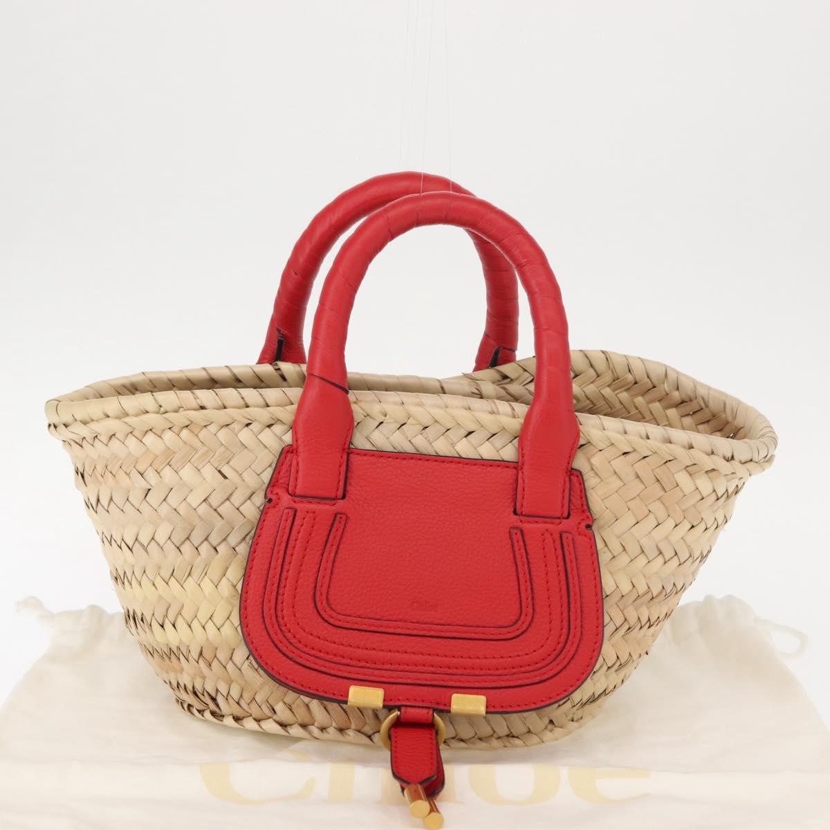 Chloe Marcie Basket Bag Raffia, BEIGE, WICKER, Handbag