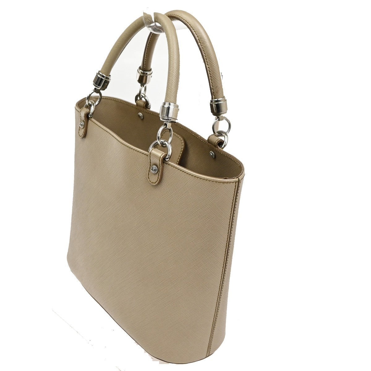 Salvatore Ferragamo Gancini handbag Leather, BEIGE, LEATHER, Handbag