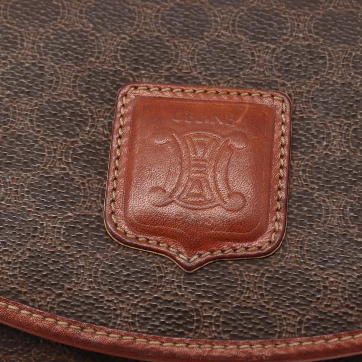 Celine Vintage Macadam Shoulder Bag Canvas and Leather, BROWN, CANVAS, Shoulder bag