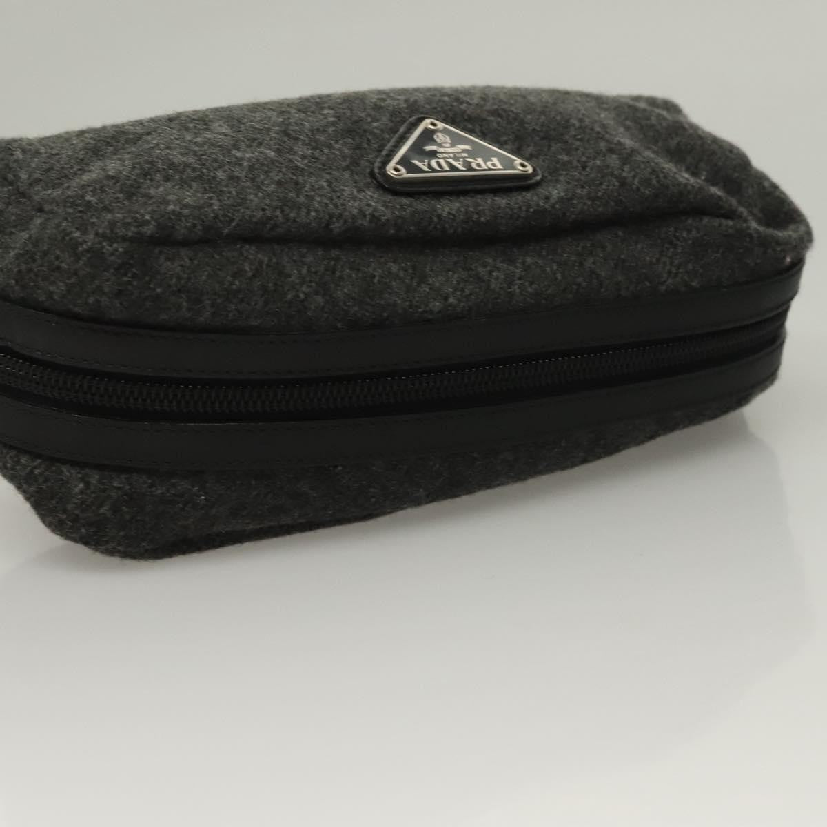 Prada Pochette Wool, BLACK, WOOL, Clutche & pouche