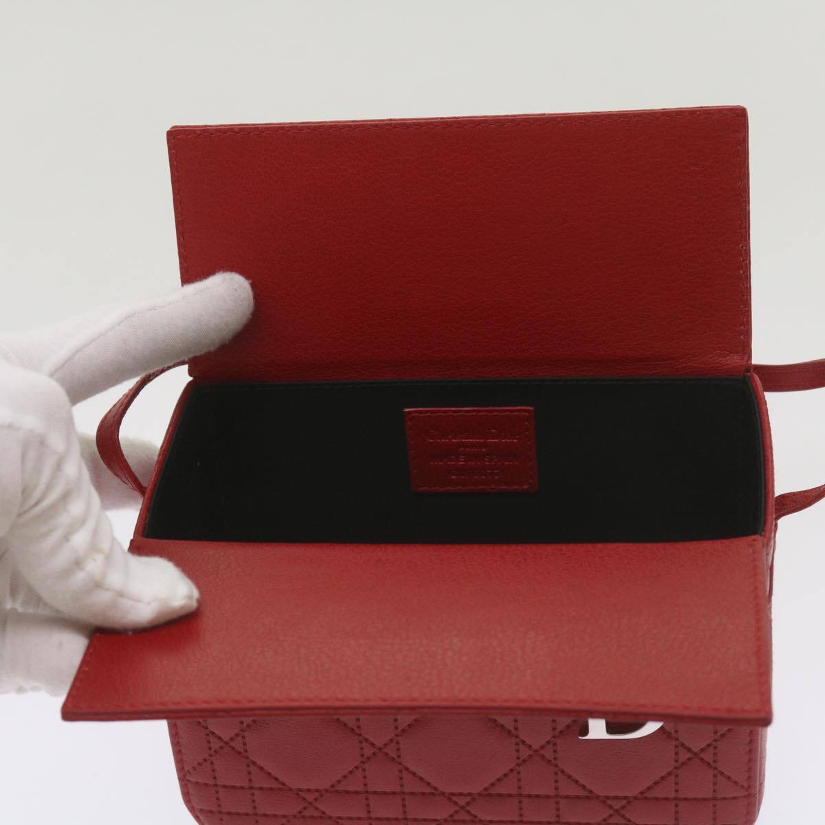 Christian Dior Vanity cosmetic pouch Cannage Leather, RED, LEATHER, Clutche & pouche