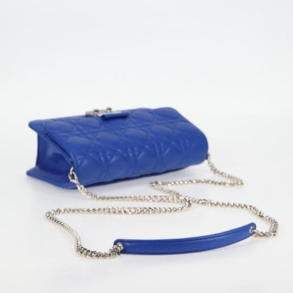 Christian Dior Miss Dior Promenade Pouch Cannage Quilt Lambskin, BLUE, LEATHER, Shoulder bag