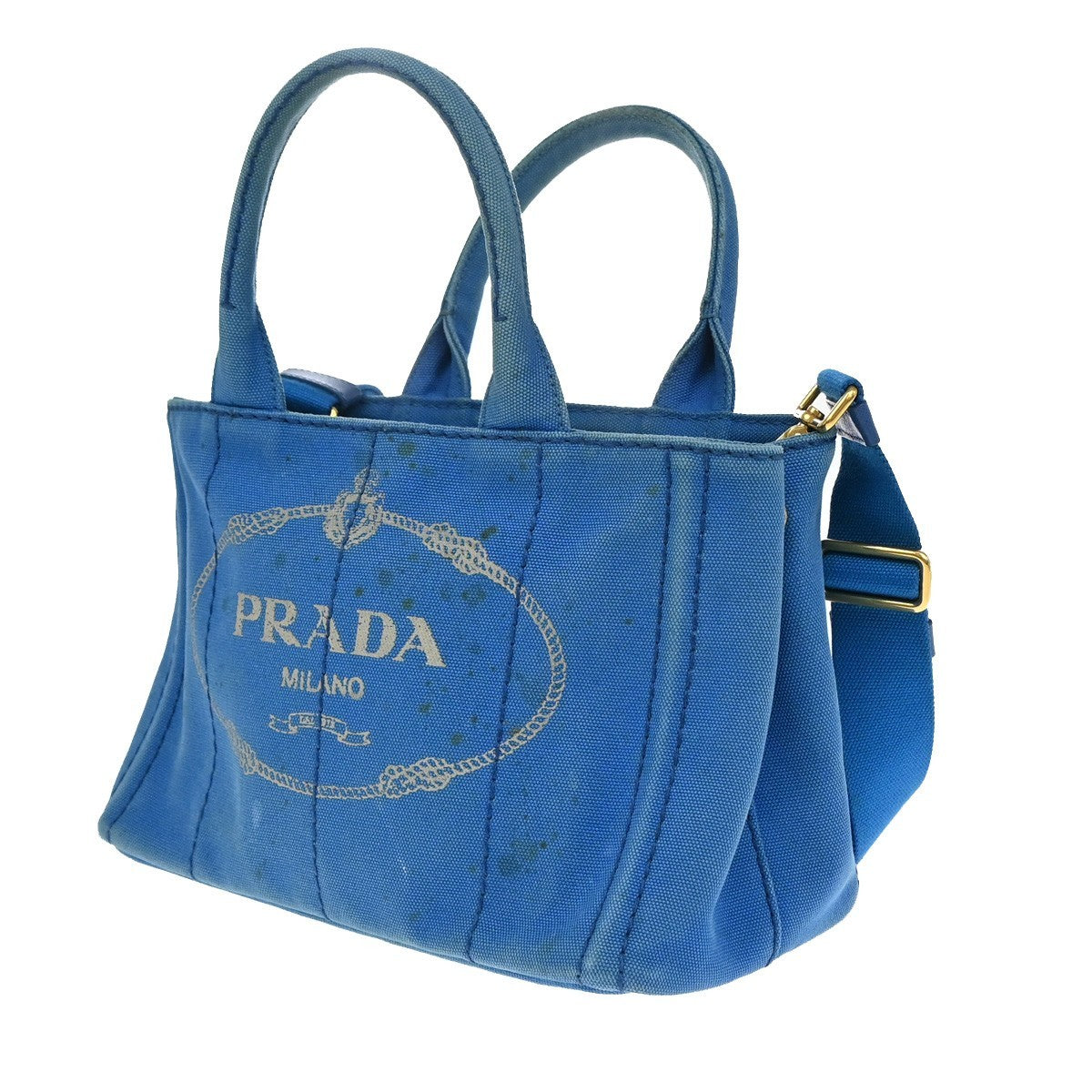 Prada Canapa Convertible Tote Canvas, BLUE, CANVAS, Tote bag