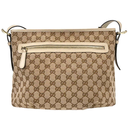 Gucci Front Zip Shoulder Bag GG Canvas, BEIGE, CANVAS, Shoulder bag