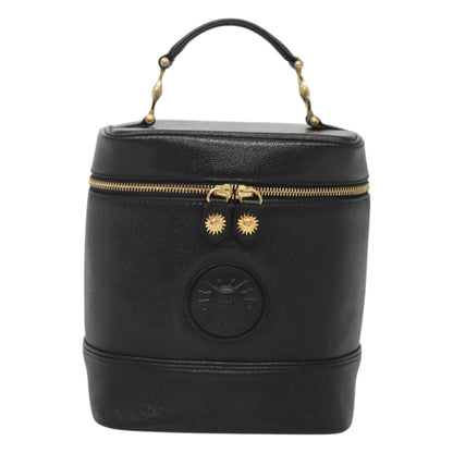 Versace Vanity Hand Bag Leather, BLACK, LEATHER, Handbag